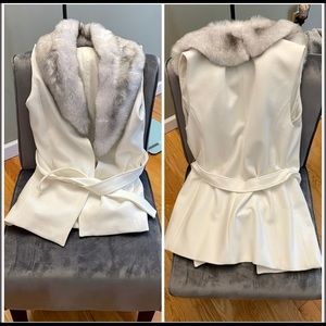 NWOT White House Black Market Sleeveless Faux Fur Jacket - Size L
